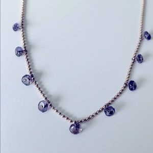 Silver and purple bead necklace